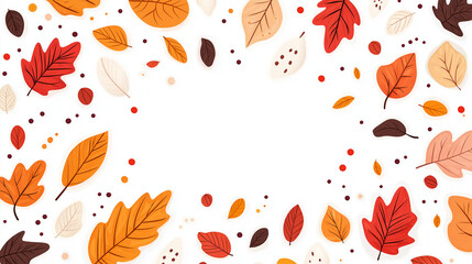 painted autumn yellow, red and brown leaves background, flat illustration.