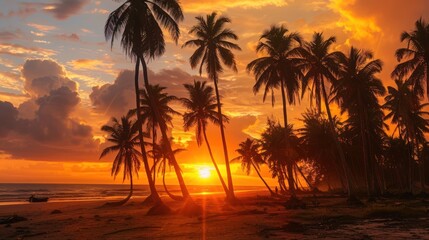 Fototapeta na wymiar Sunset on the Tropical Beach