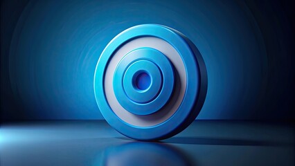 Fototapeta premium Blue round target centered on dark blue background, realistic rendering, target, blue, center, background