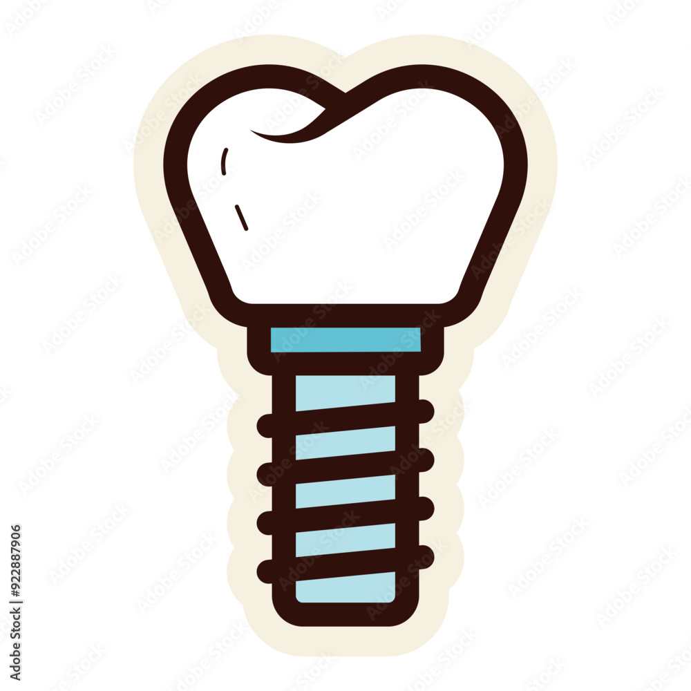 Sticker dental tooth implant icon sticker