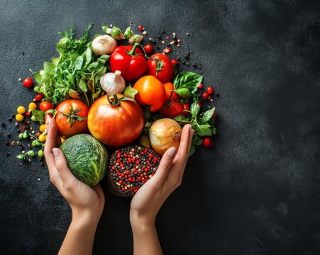 Global Awareness for World Food Day and Vegetarianism, Embracing Sustainable and Healthier Diets for a Better Tomorrow, Food Close-up, suitable for food blogs and food websites