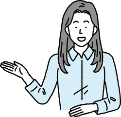 シンプルなタッチ　ニュースキャスターのビジネスウーマンのイラストレーション