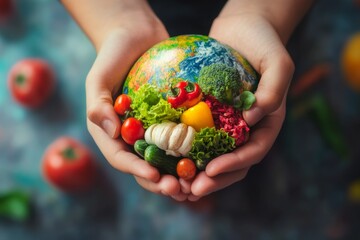 Global Awareness for World Food Day and Vegetarianism, Embracing Sustainable and Healthier Diets for a Better Tomorrow, Food Close-up, suitable for food blogs and food websites