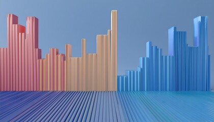 Fototapeta premium 3D rendering of Business Growth Graph with Upward Arrow and Financial Chart on pastel background.