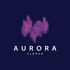 Aurora Light Wave Sky View Logo, Simple Abstract Templet Illustration Design