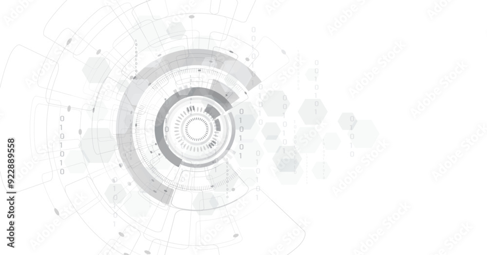 Poster  Digital electric circuit circle on a white background. Image electric circuit on a white background.High-tech circuit board connection system concept.	