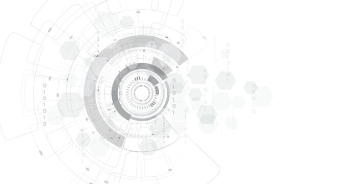  Digital electric circuit circle on a white background. Image electric circuit on a white background.High-tech circuit board connection system concept.	