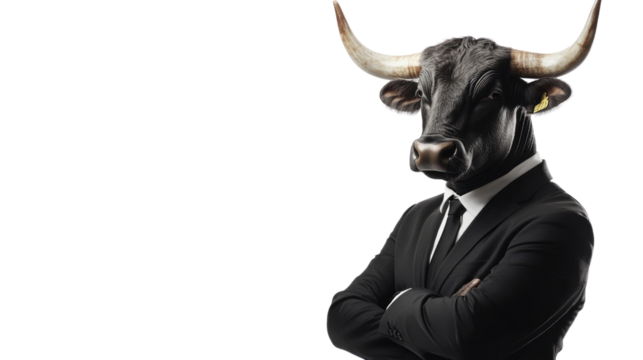 Bull in suit transparent background - Powered by Adobe