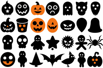 Halloween icons set of Halloween Ghost icon silhouette vector art illustration
