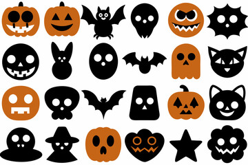Obraz premium Halloween icons set of Halloween Ghost icon silhouette vector art illustration 