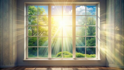 Soft and serene background of light streaming through a window , serene, peaceful, gentle, glow, rays, beams