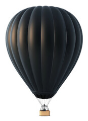 Obraz premium Black hot air balloon soaring against the sky, cut out - stock png.