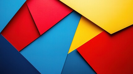 Abstract Geometric Color Blocks: Vibrant hues of red, yellow, and blue create a dynamic interplay of shapes and shadows in this modern abstract composition.