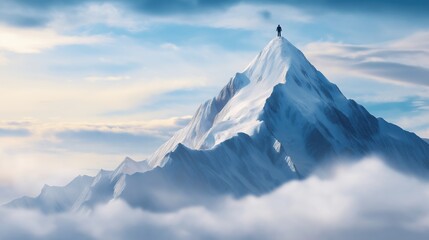 A mountain peak with a figure at the top, representing successful treatment through visualization