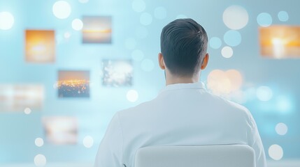 A patient surrounded by comforting images during therapy