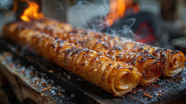 trdelnik or kurtosh bakery traditional street food in czech,hungary.