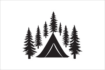 Camping tent silhouette set. Camping Vector illustration design.