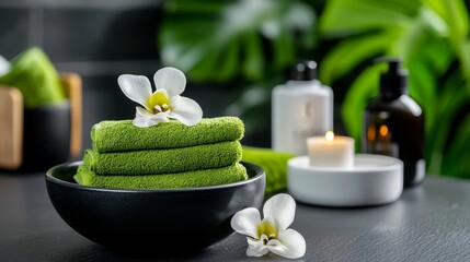 A tranquil spa environment with a focus on hydration, featuring moisturizing treatments and products.