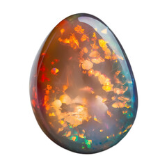 A delicate piece of polished opal, displaying its multicolored play-of-color effect