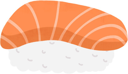 Hand-Drawn Japanese Salmon Sushi Illustration