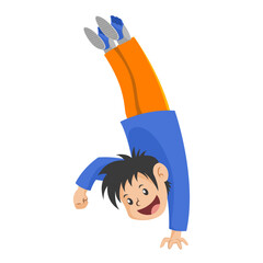Boy children break dance witch acrobatic pose move