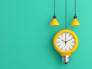 Light bulb with clock, timely idea concept, flat design illustration