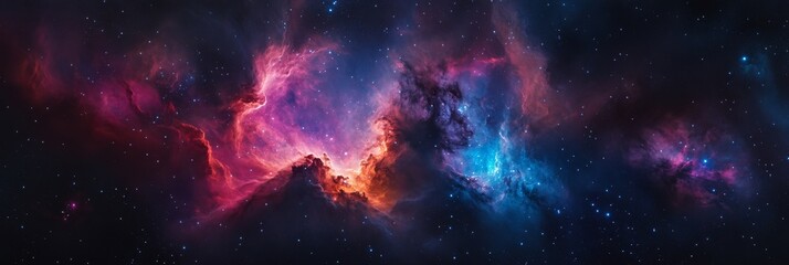 Fototapeta premium A stunning nebula is beautifully filled with an array of vibrant colors in the vastness of deep space