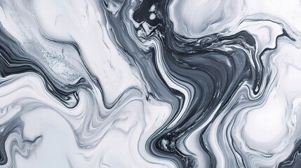 Abstract Black and White Swirls:  Fluid, dynamic, and visually captivating, this abstract image showcases the interplay of black and white paint swirls