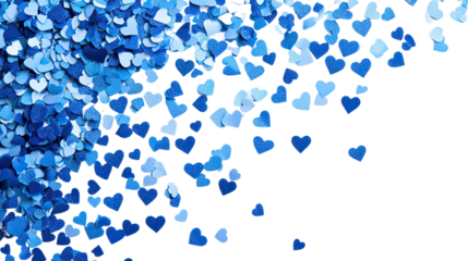 Blue heart confetti transparent background