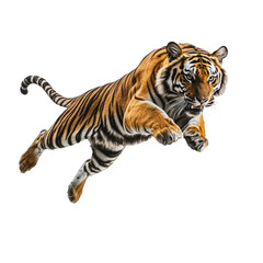 Obraz premium PNG Tiger leaping through the air in a dynamic pose