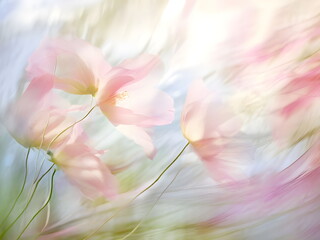 abstract backdrop with breeze and flowers	