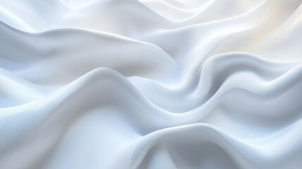 Fototapeta premium Abstract white fabric texture with soft, flowing waves and folds.