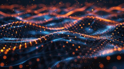 Obraz premium Abstract Digital Landscape with Glowing Particles