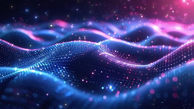 3D illustration depicting cyber big data flow and blockchain data fields, science research