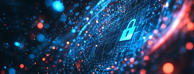 Abstract digital background with cyber security and data 