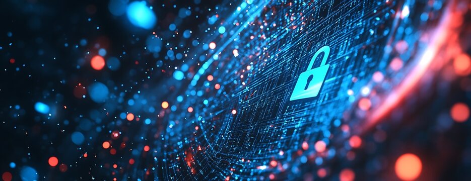 Abstract digital background with cyber security and data