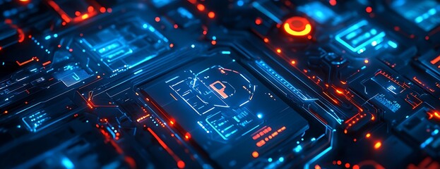 Abstract digital background with cyber security and data 