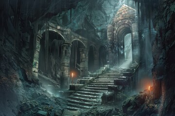 Ancient Stone Stairway Leading to a Mysterious Place