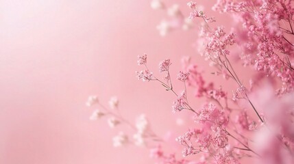 Obraz premium Pink Floral Delicacy: A dreamy, ethereal backdrop of delicate pink flowers, perfect for romantic and feminine designs. 