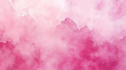 Fototapeta premium Pink Watercolor Cloudscape: Soft, ethereal pink watercolor clouds swirl and blend in a dreamy and abstract background, evoking feelings of tranquility and serenity. 