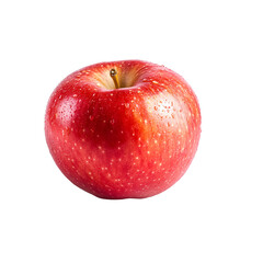 A close-up of a vibrant red apple with fresh water droplets, highlighting its juicy and crisp texture