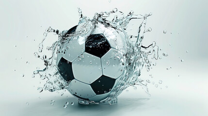 football in splash water on a white bakcground