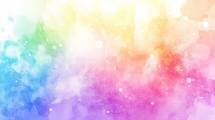 Dreamy Rainbow Watercolor Background:  A vibrant and ethereal watercolor background with soft hues of rainbow colors, resembling a dreamy, celestial landscape. Perfect for adding a touch of whimsy and