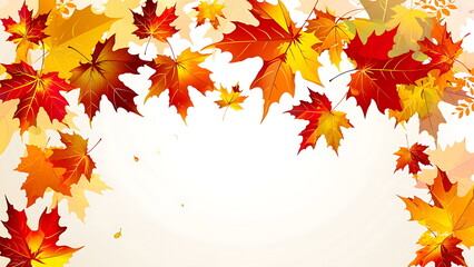 autumn leaves frame isolated on white background