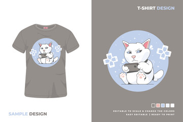 cute cat cartoon t shirt design 