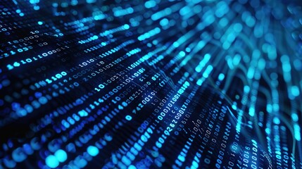 Spectacular Blue digital binary data on computer screen background