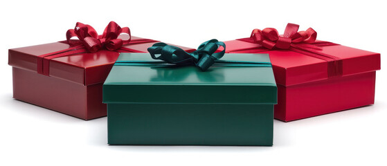 Festive Classic Gift Box in Traditional Holiday Colors for Christmas Advertising