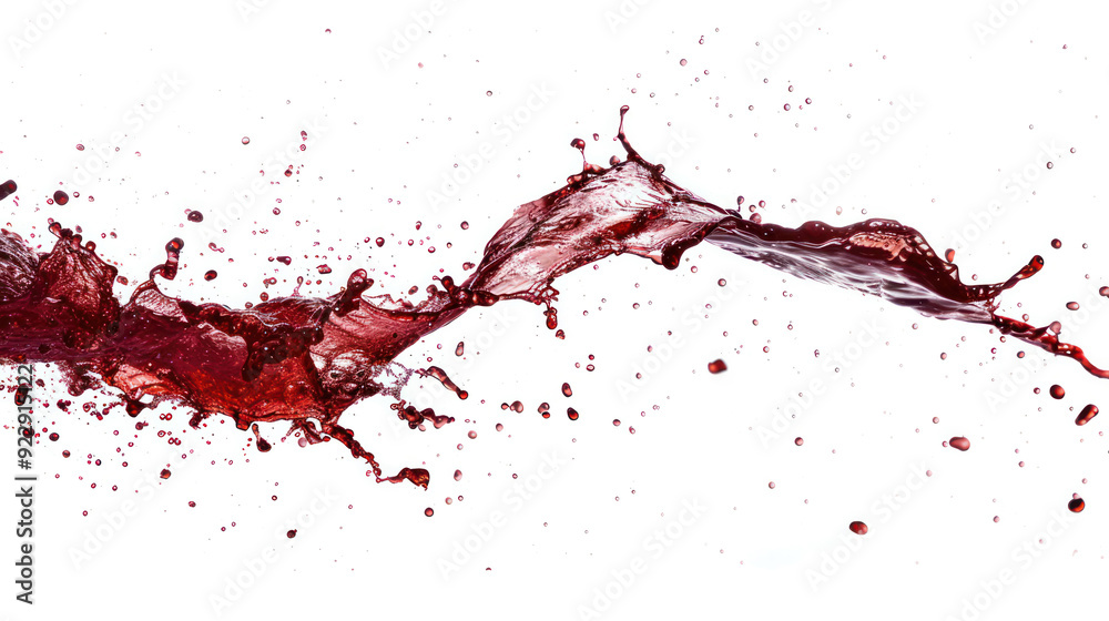 Poster dynamic wine splash motion on white studio backdrop