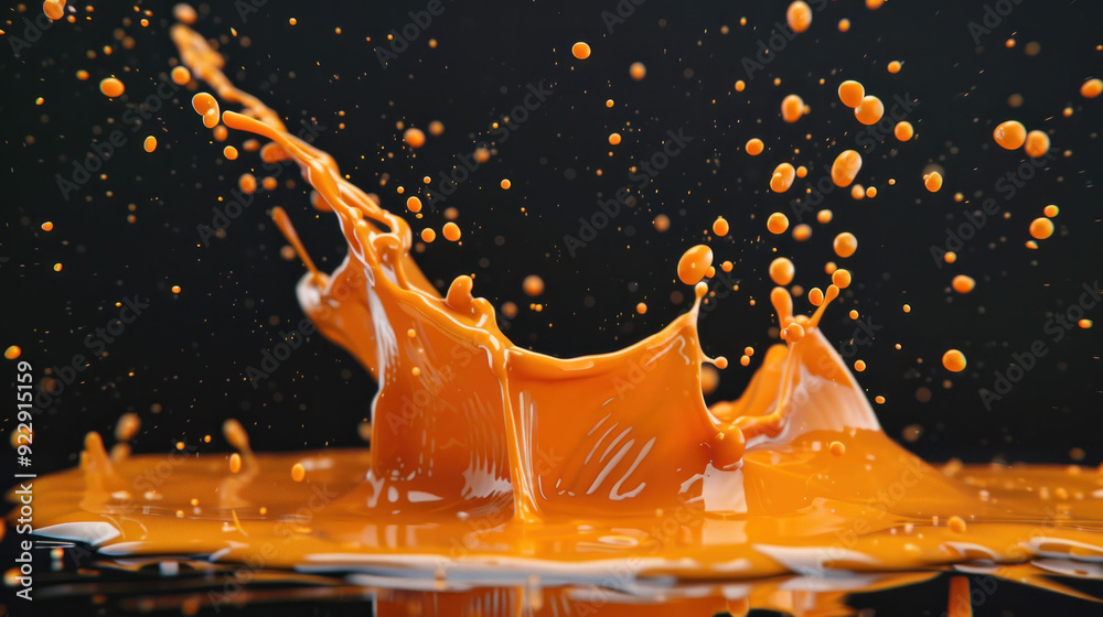Poster Vibrant Sauce Splash Creating Abstract Patterns on Studio Background