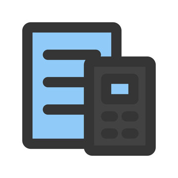 blue document and calculator icon clip art preview